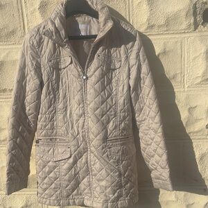 Laundry By Shelli Segal Beige Quilted Utility Jacket